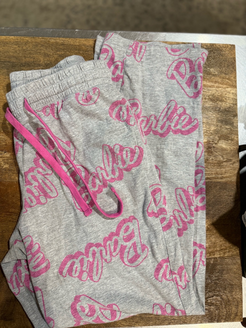 Barbie Gray Pajama Bottoms with Pink Logo Print